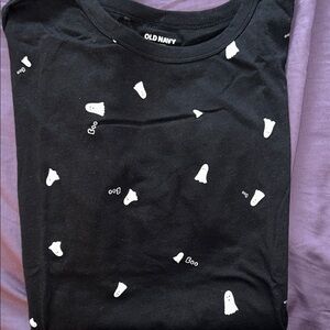 Old Navy Black Tee with White Ghosts